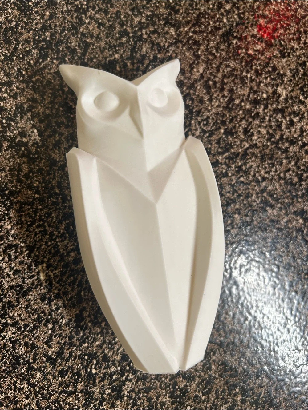 White Modern Geometric Owl Sculpture - Home Art Decor